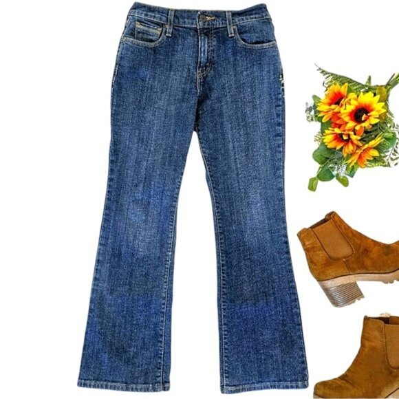 Women's Levi's 515 Bootcut Jeans Size 6 Short W28 L30 Dark Blue Denim Stretchy - Picture 2 of 15